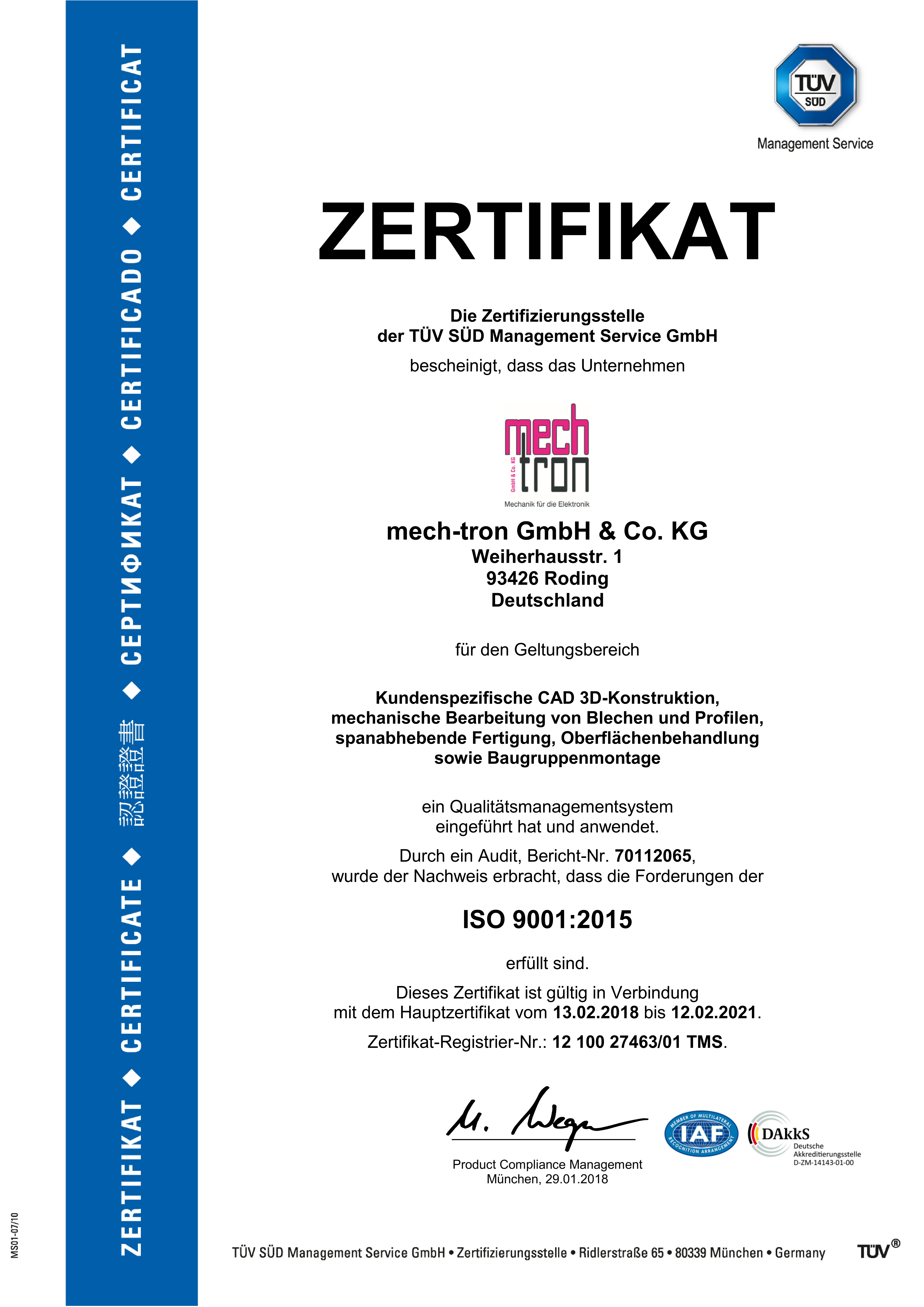 ISO:9001-2015Zertifikat